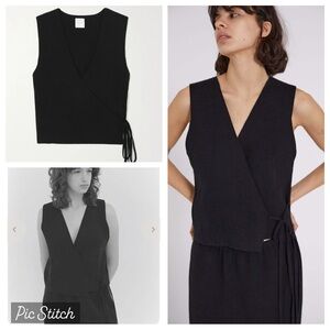 NWT Deiji Studios The Tie Wrap Black Knit Top